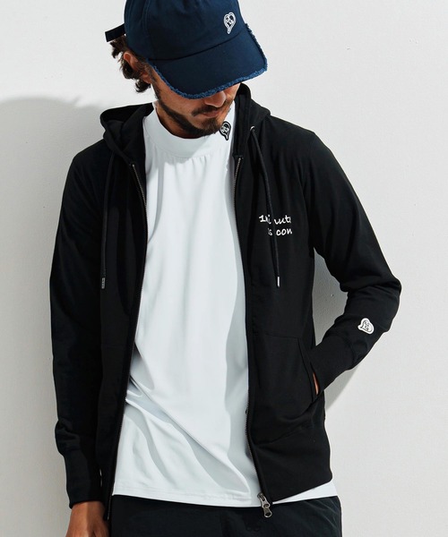 1minute 1second（ワンミニットワンセカンド）の「mpa3776-cursive print double zip light hoodie ダブルジップパーカー（パーカー・メンズ・ネイビー×ホワイト/ブラック×ホワイト/ホワイト×グレー・S/M/L/XL）」の18枚目の写真