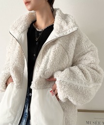 Java（ジャバ）の「《JaVaジャバコラボ》ぬくぬく愛らしい◎プードルボア×ナイロン異素材切替フライトジャケット（ブルゾン）」