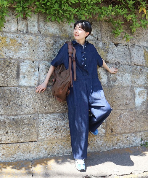 未使用　イデアルーチェ　インディゴオールインワン　パンツ　オブリ　デニム 未使用 イデアルーチェ インディゴオールインワン パンツ オブリ