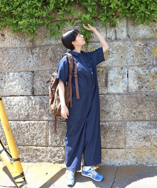 セール】【WEB別注】インディゴデニム フリルオールインワン