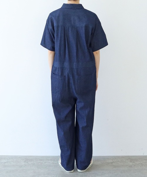 美品　エブール ebule オールインワン　デニム　インディゴ　S〜M相当 ADAM ET ROPE' オールインワン 「WEB限定」ラインデニム