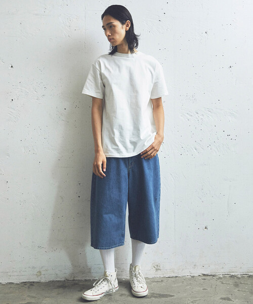 セール】KURO | WIDE SPREAD CROPPED SHORTS WOMEN（デニム