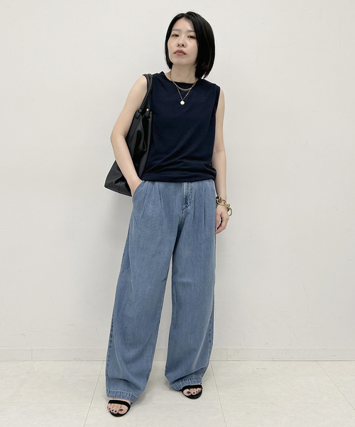 パンツ SLOBE IENA LEDENIM TUCK TROUSER 34 スローブ イエナ SLOBE IENA 《WEB限定/追加4予約》LEDENIM TUCK