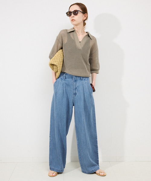 SLOBE IENA(スローブイエナ)の「《4サイズ展開/追加3》LEDENIM TUCK TROUSERデニム(デニムパンツ・レディース・ブルー・36/38/40/34)」の5枚目の写真