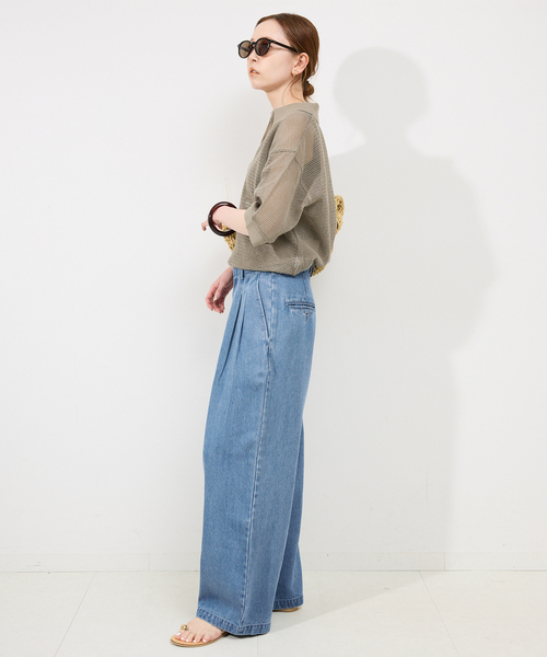 SLOBE IENA(スローブイエナ)の「《4サイズ展開/追加3》LEDENIM TUCK TROUSERデニム(デニムパンツ・レディース・ブルー・36/38/40/34)」の4枚目の写真