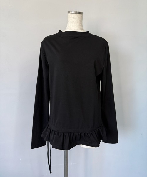 SANSeLF(サンセルフ)の「【SANSeLF】 フリルヘムロングTシャツ フェミニンカジュアル クルーネック sanw25a041(その他トップス・レディース・ブラック/ホワイト・FREE)」の14枚目の写真