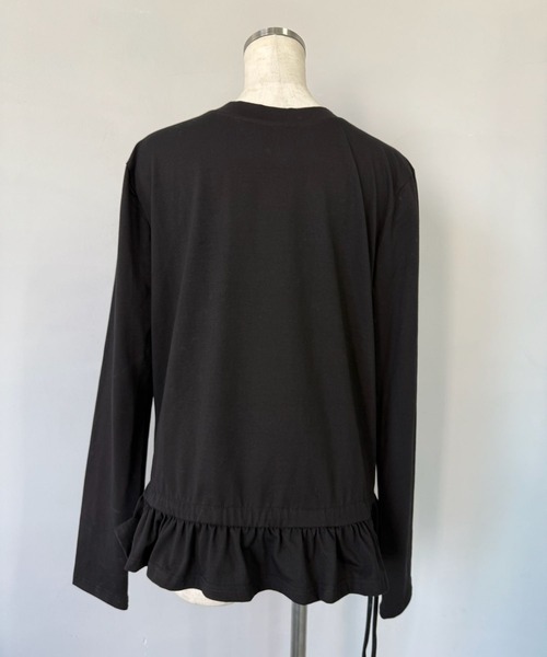 SANSeLF(サンセルフ)の「【SANSeLF】 フリルヘムロングTシャツ フェミニンカジュアル クルーネック sanw25a041(その他トップス・レディース・ブラック/ホワイト・FREE)」の15枚目の写真
