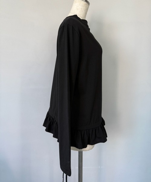SANSeLF(サンセルフ)の「【SANSeLF】 フリルヘムロングTシャツ フェミニンカジュアル クルーネック sanw25a041(その他トップス・レディース・ブラック/ホワイト・FREE)」の16枚目の写真