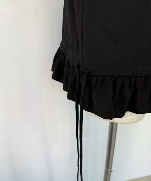 SANSeLF(サンセルフ)の「【SANSeLF】 フリルヘムロングTシャツ フェミニンカジュアル クルーネック sanw25a041(その他トップス・レディース・ブラック/ホワイト・FREE)」の17枚目の写真