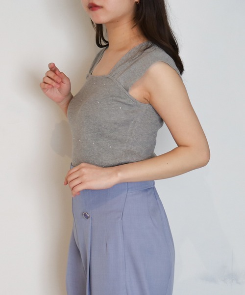 ASTORIA ODIER（アストリアオディール）の「ラインストーン付きコンパクトニット（ニット/セーター・レディース・ブラック/ライトグレー/ホワイト・MEDIUM）」の22枚目の写真