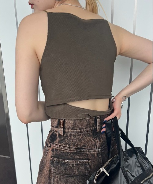 トップス ameri MEDI GLOSS RIB BACK SLIT CAMISOLE MEDI GLOSS RIB BACK SLIT CAMISOLE