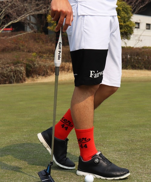 LUXE/R GOLF(ラグジュ ゴルフ)の「(RM)【LUXE/R GOLF】COOL & DRY ストレッチ スムース バイカラー ショートパンツ(スウェットパンツ・メンズ・ホワイト×ブラック/ブラック×グレー/ネイビー×ホワイト/ベージュ系・M/L/XL)」の1枚目の写真