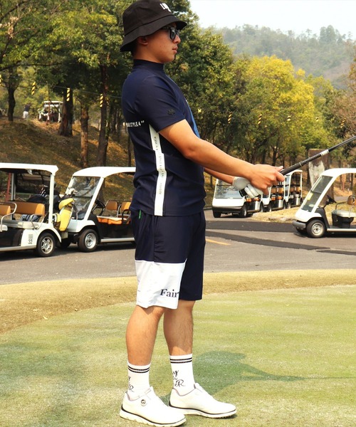 LUXE/R GOLF(ラグジュ ゴルフ)の「(RM)【LUXE/R GOLF】COOL & DRY ストレッチ スムース バイカラー ショートパンツ(スウェットパンツ・メンズ・ホワイト×ブラック/ブラック×グレー/ネイビー×ホワイト/ベージュ系・M/L/XL)」の12枚目の写真