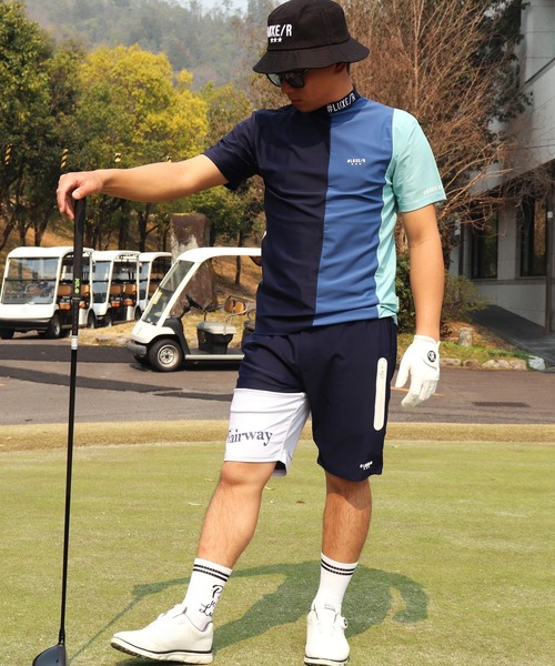 LUXE/R GOLF(ラグジュ ゴルフ)の「(RM)【LUXE/R GOLF】COOL & DRY ストレッチ スムース バイカラー ショートパンツ(スウェットパンツ・メンズ・ホワイト×ブラック/ブラック×グレー/ネイビー×ホワイト/ベージュ系・M/L/XL)」の14枚目の写真
