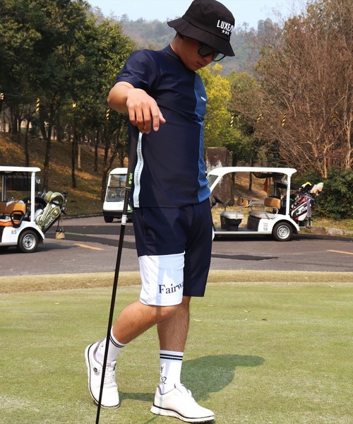LUXE/R GOLF(ラグジュ ゴルフ)の「(RM)【LUXE/R GOLF】COOL & DRY ストレッチ スムース バイカラー ショートパンツ(スウェットパンツ・メンズ・ホワイト×ブラック/ブラック×グレー/ネイビー×ホワイト/ベージュ系・M/L/XL)」の15枚目の写真
