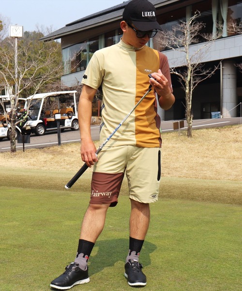 LUXE/R GOLF(ラグジュ ゴルフ)の「(RM)【LUXE/R GOLF】COOL & DRY ストレッチ スムース バイカラー ショートパンツ(スウェットパンツ・メンズ・ホワイト×ブラック/ブラック×グレー/ネイビー×ホワイト/ベージュ系・M/L/XL)」の8枚目の写真
