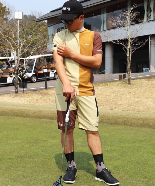 LUXE/R GOLF(ラグジュ ゴルフ)の「(RM)【LUXE/R GOLF】COOL & DRY ストレッチ スムース バイカラー ショートパンツ(スウェットパンツ・メンズ・ホワイト×ブラック/ブラック×グレー/ネイビー×ホワイト/ベージュ系・M/L/XL)」の9枚目の写真
