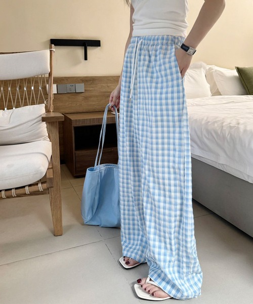 完売レアギンガムチェックストレートワイドパンツ ギンガムチェックストレートパンツ[品番：MKSW0049933]｜RESEXXY
