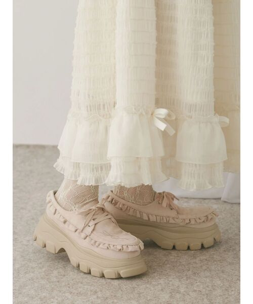 merry jenny（メリージェニー）の「Sugary frill Loafer（ローファー・レディース・ピンク/ベージュ・MEDIUM/LARGE）」の8枚目の写真