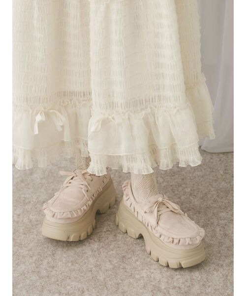 merry jenny（メリージェニー）の「Sugary frill Loafer（ローファー・レディース・ピンク/ベージュ・MEDIUM/LARGE）」の16枚目の写真