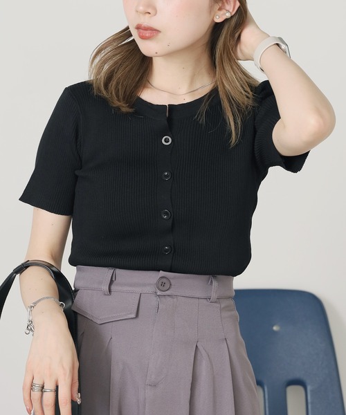 BLANK (ブランク)の「Side Drawstring Ribbon Tops / サイドドロストリボントップス(Tシャツ/カットソー・レディース・ブラック/ライトグリーン・FREE)」の13枚目の写真