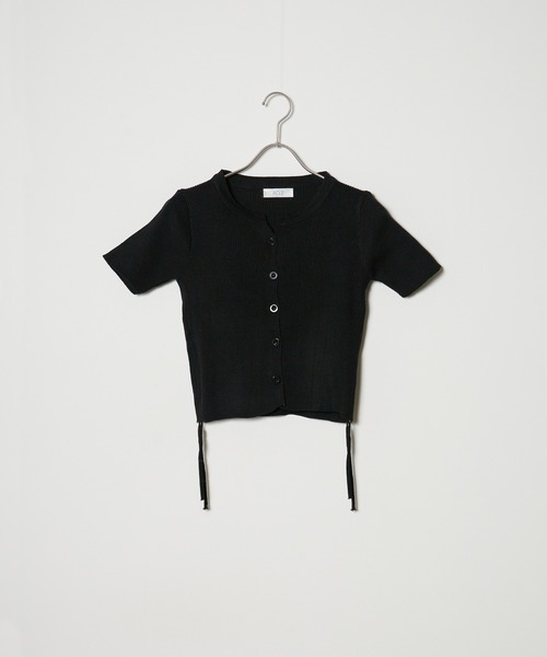 BLANK (ブランク)の「Side Drawstring Ribbon Tops / サイドドロストリボントップス(Tシャツ/カットソー・レディース・ブラック/ライトグリーン・FREE)」の8枚目の写真