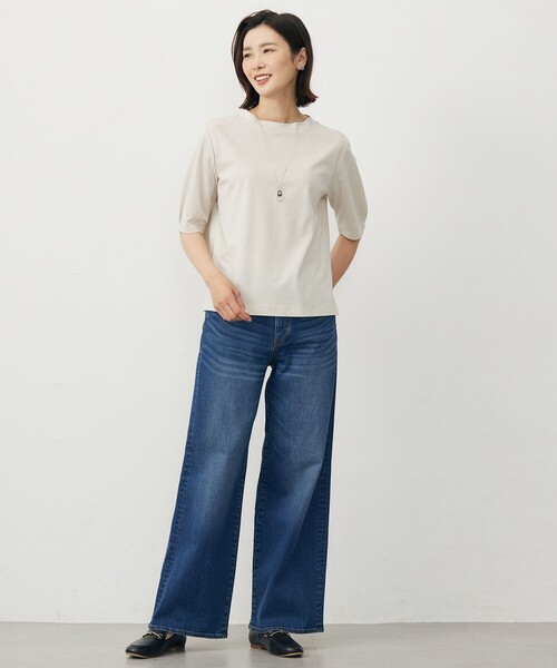 J.PRESS(ジェイプレス)の「【洗える・抗菌防臭・接触冷感・吸水速乾】ドライポンチ モックネック カットソー(Tシャツ/カットソー・レディース・グレー系/サックスブルー系/ベージュ系/ブラック系・T15/T13)」の8枚目の写真
