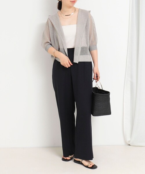 NOLLEY'S LIGHT（ノーリーズライト）の「フードメッシュはおり（カーディガン/ボレロ・レディース・ベージュ/オフホワイト/チャコールグレー・38）」の4枚目の写真