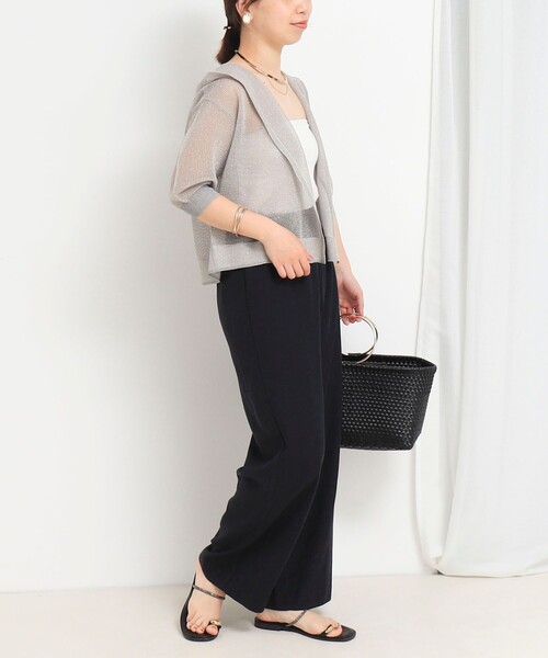 NOLLEY'S LIGHT（ノーリーズライト）の「フードメッシュはおり（カーディガン/ボレロ・レディース・ベージュ/オフホワイト/チャコールグレー・38）」の6枚目の写真