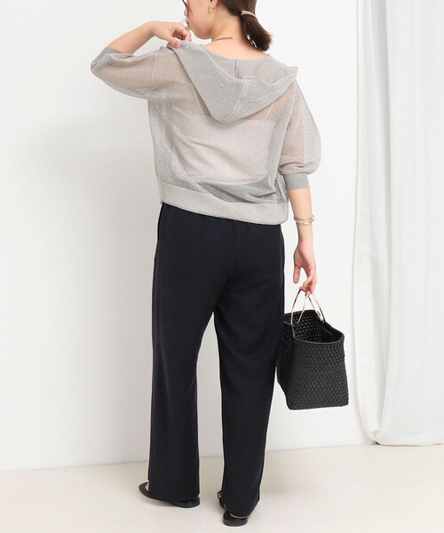 NOLLEY'S LIGHT（ノーリーズライト）の「フードメッシュはおり（カーディガン/ボレロ・レディース・ベージュ/オフホワイト/チャコールグレー・38）」の8枚目の写真