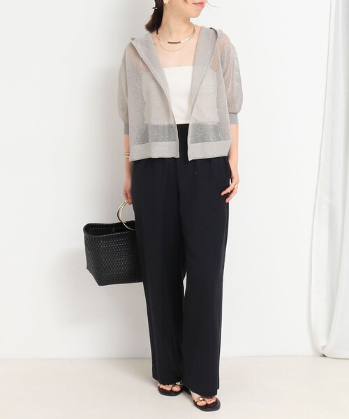 NOLLEY'S LIGHT（ノーリーズライト）の「フードメッシュはおり（カーディガン/ボレロ・レディース・ベージュ/オフホワイト/チャコールグレー・38）」の11枚目の写真