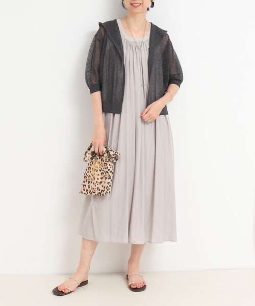 NOLLEY'S LIGHT（ノーリーズライト）の「フードメッシュはおり（カーディガン/ボレロ・レディース・ベージュ/オフホワイト/チャコールグレー・38）」の12枚目の写真