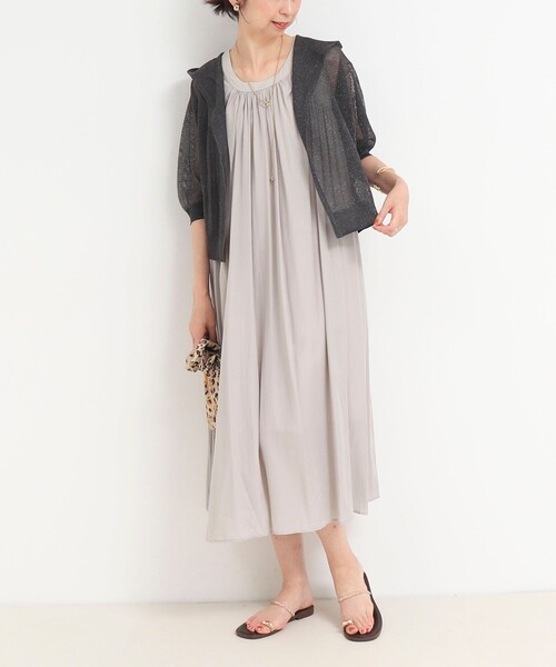 NOLLEY'S LIGHT（ノーリーズライト）の「フードメッシュはおり（カーディガン/ボレロ・レディース・ベージュ/オフホワイト/チャコールグレー・38）」の13枚目の写真