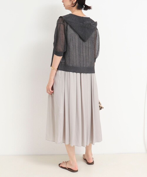 NOLLEY'S LIGHT（ノーリーズライト）の「フードメッシュはおり（カーディガン/ボレロ・レディース・ベージュ/オフホワイト/チャコールグレー・38）」の15枚目の写真