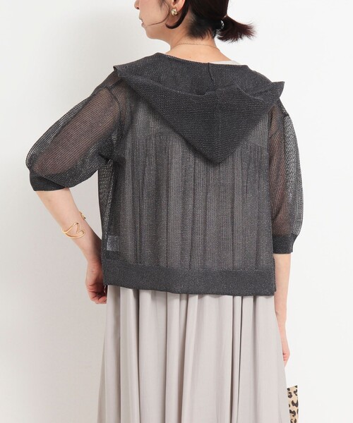 NOLLEY'S LIGHT（ノーリーズライト）の「フードメッシュはおり（カーディガン/ボレロ・レディース・ベージュ/オフホワイト/チャコールグレー・38）」の16枚目の写真
