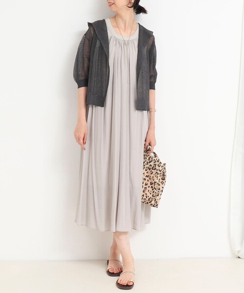 NOLLEY'S LIGHT（ノーリーズライト）の「フードメッシュはおり（カーディガン/ボレロ・レディース・ベージュ/オフホワイト/チャコールグレー・38）」の18枚目の写真