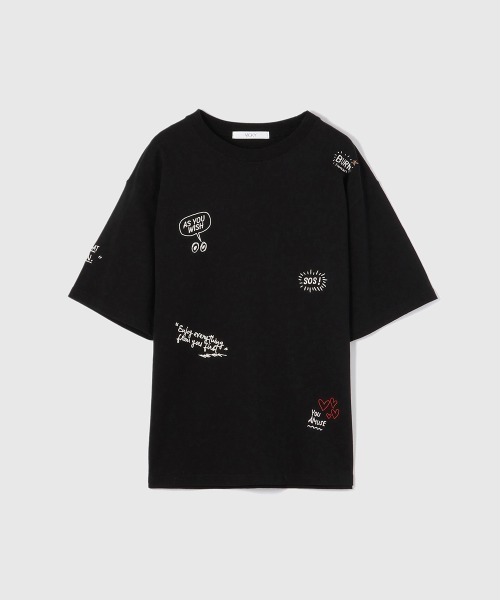 VICKY(ビッキー)の「落書き刺繍Tシャツ≪洗濯機で洗える≫(Tシャツ/カットソー・レディース・ホワイト/ブラック・M)」の12枚目の写真