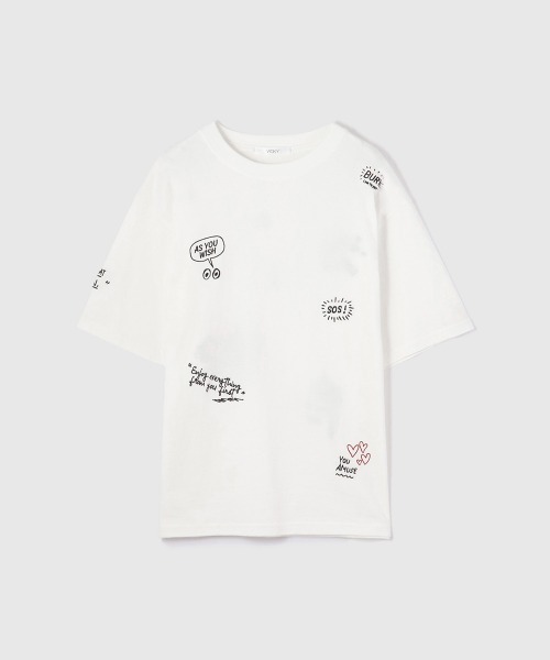 VICKY(ビッキー)の「落書き刺繍Tシャツ≪洗濯機で洗える≫(Tシャツ/カットソー・レディース・ホワイト/ブラック・M)」の3枚目の写真