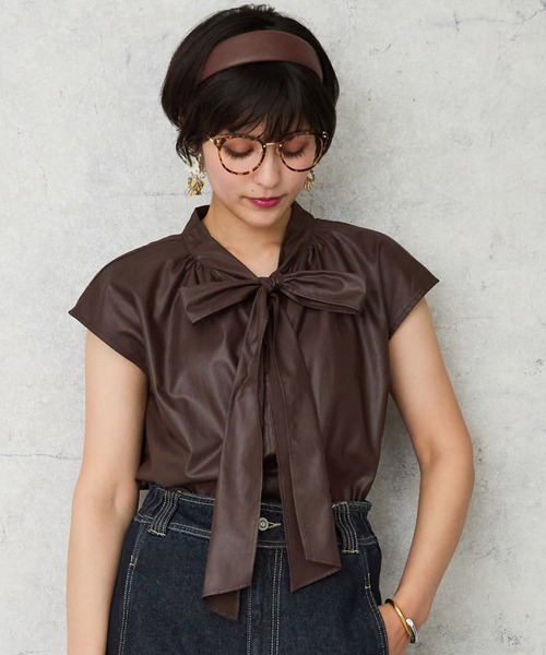 JETSET SOLO PLUS (ジェットセットソロプラス)の「【JETSET SOLO PLUS】コーティングローンボウタイブラウス(シャツ/ブラウス・レディース・ブルー/ブラック/ブラウン・FREE)」の18枚目の写真