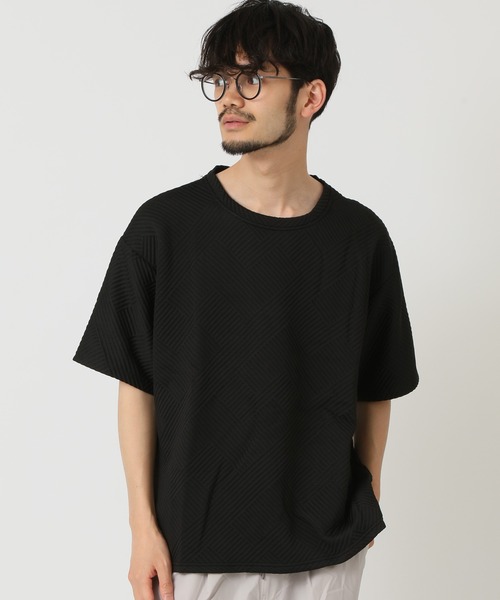 ARCADE(アーケード)の「同色織柄もちもち素材 ボックスシルエット クルーネック ショートスリーブカットソー(Tシャツ/カットソー・メンズ・ベージュ/ホワイト/グレー/ブラック・L/XL/2XL/M)」の8枚目の写真