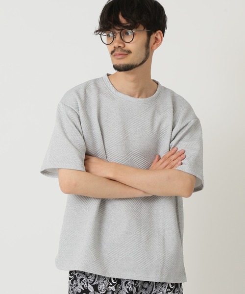 ARCADE(アーケード)の「同色織柄もちもち素材 ボックスシルエット クルーネック ショートスリーブカットソー(Tシャツ/カットソー・メンズ・ベージュ/ホワイト/グレー/ブラック・L/XL/2XL/M)」の10枚目の写真