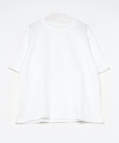 ARCADE(アーケード)の「同色織柄もちもち素材 ボックスシルエット クルーネック ショートスリーブカットソー(Tシャツ/カットソー・メンズ・ベージュ/ホワイト/グレー/ブラック・L/XL/2XL/M)」の6枚目の写真