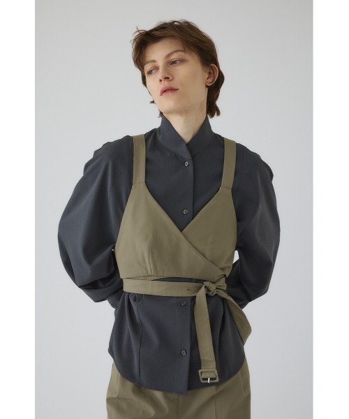 RIM.ARK(リムアーク)の「Design bustier デザインビスチェ(キャミソール・レディース・グレイッシュベージュ/ブラック・FREE)」の2枚目の写真