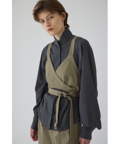 RIM.ARK(リムアーク)の「Design bustier デザインビスチェ(キャミソール・レディース・グレイッシュベージュ/ブラック・FREE)」の4枚目の写真