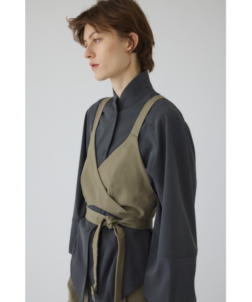 RIM.ARK(リムアーク)の「Design bustier デザインビスチェ(キャミソール・レディース・グレイッシュベージュ/ブラック・FREE)」の3枚目の写真