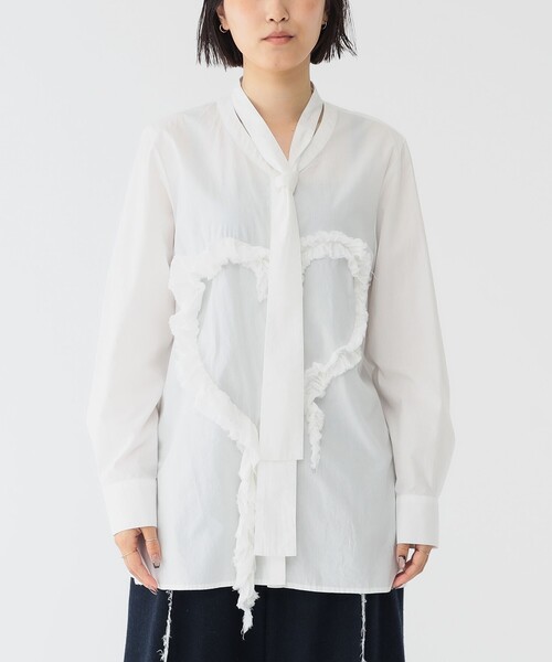 maturely（マチュアリー）の「maturely / オーガニック コットン ハート フリルシャツ（シャツ/ブラウス・レディース・ブラック/オフホワイト・1/0）」の9枚目の写真