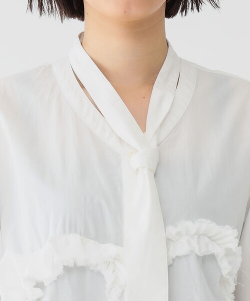 maturely（マチュアリー）の「maturely / オーガニック コットン ハート フリルシャツ（シャツ/ブラウス・レディース・ブラック/オフホワイト・1/0）」の12枚目の写真