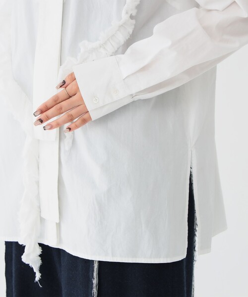 maturely（マチュアリー）の「maturely / オーガニック コットン ハート フリルシャツ（シャツ/ブラウス・レディース・ブラック/オフホワイト・1/0）」の13枚目の写真