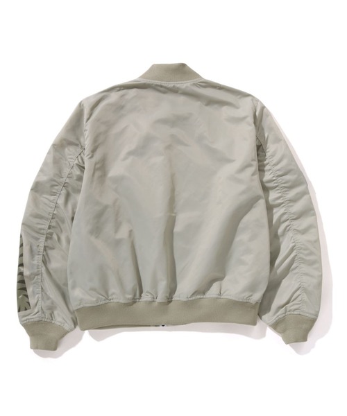A BATHING APE（アベイシングエイプ）の「TONAL CHAIN STITCH SHARK BOMBER JACKET（ミリタリージャケット・メンズ・チャコール/ベージュ・LARGE/SMALL/X-LARGE/XX-LARGE/MEDIUM）」の4枚目の写真