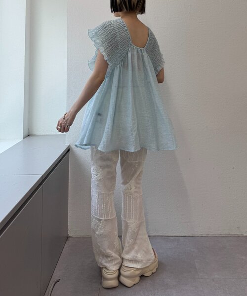 w closet（ダブルクローゼット）の「【2サイズ展開】パッチワークフレアレースパンツ（その他パンツ・レディース・ブラック/アイボリー・1/0）」の14枚目の写真